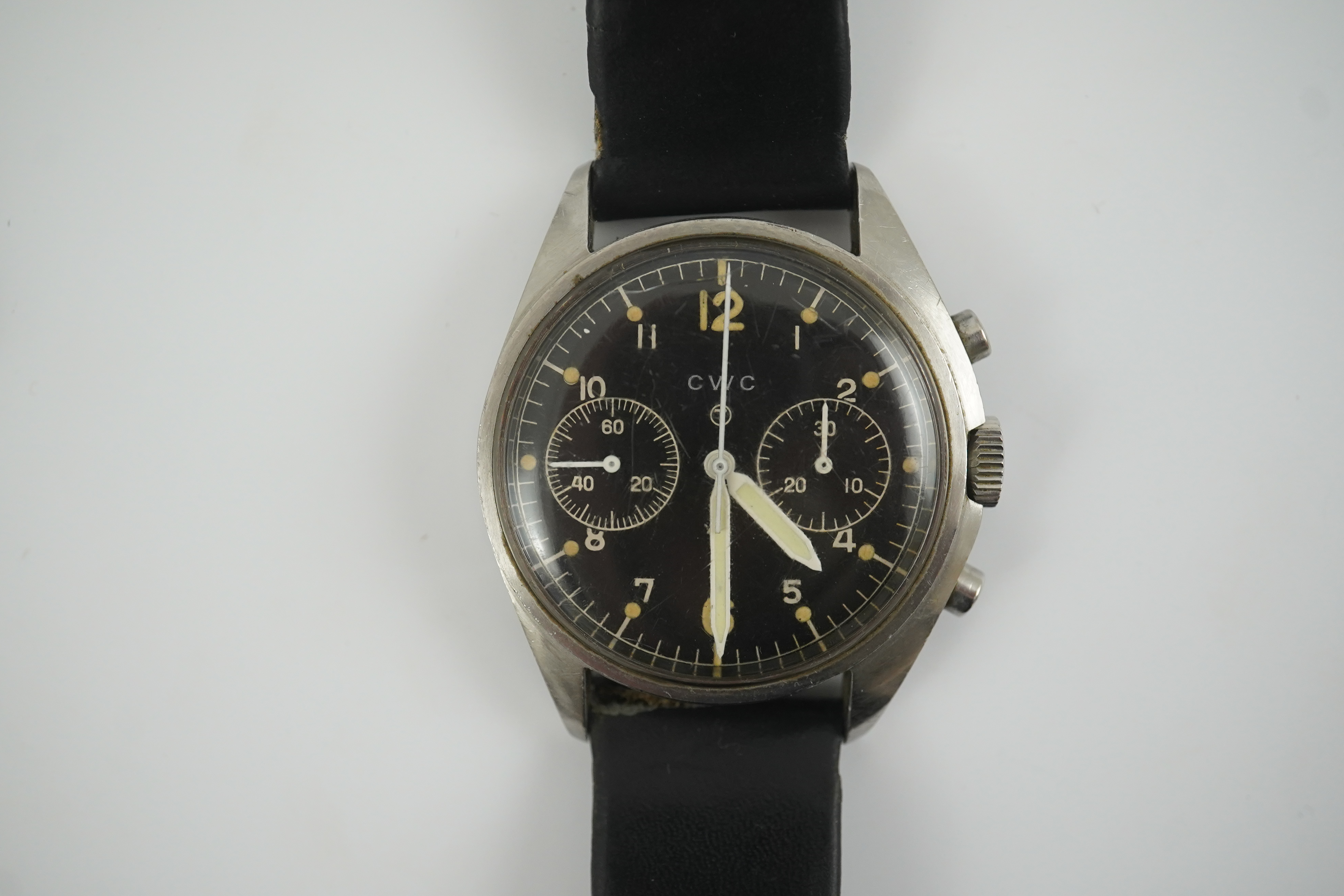 A gentleman's early 1970's stainless steel Cabot Watch Company military manual wind wrist watch